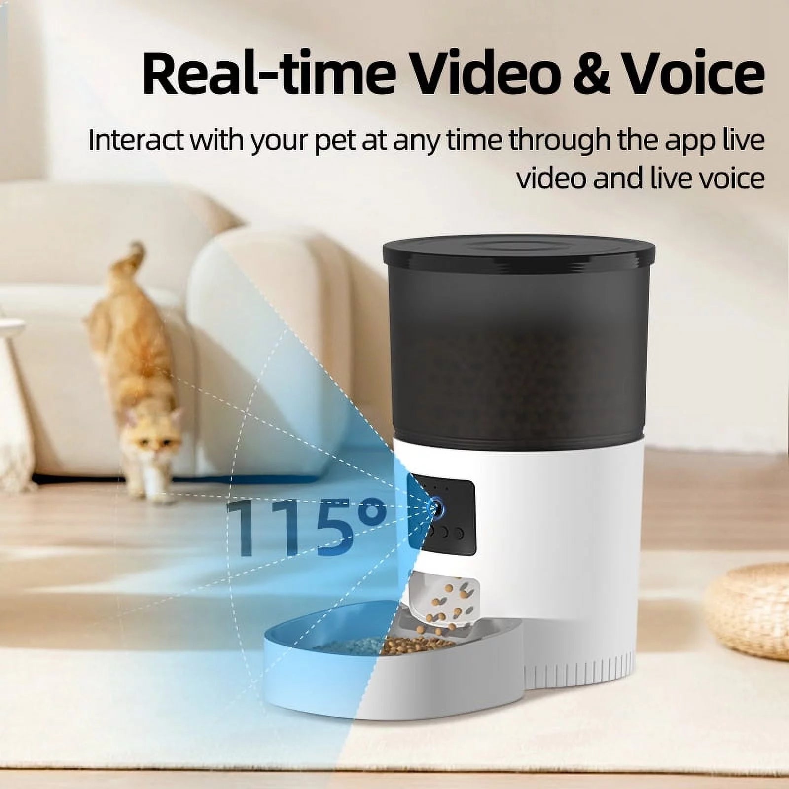 3L Automatic Cat Feeder with Camera Video Cat Food Dispenser Pet Smart Voice Recorder Remote Control Auto Feeder for Cat Dog